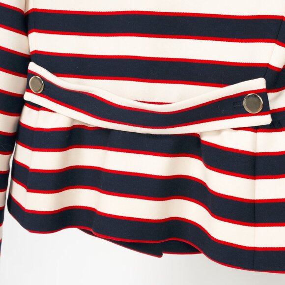 Valentino Resort 2014 White & Navy Striped Wool & Silk Peplum Jacket - Picture 8 of 11